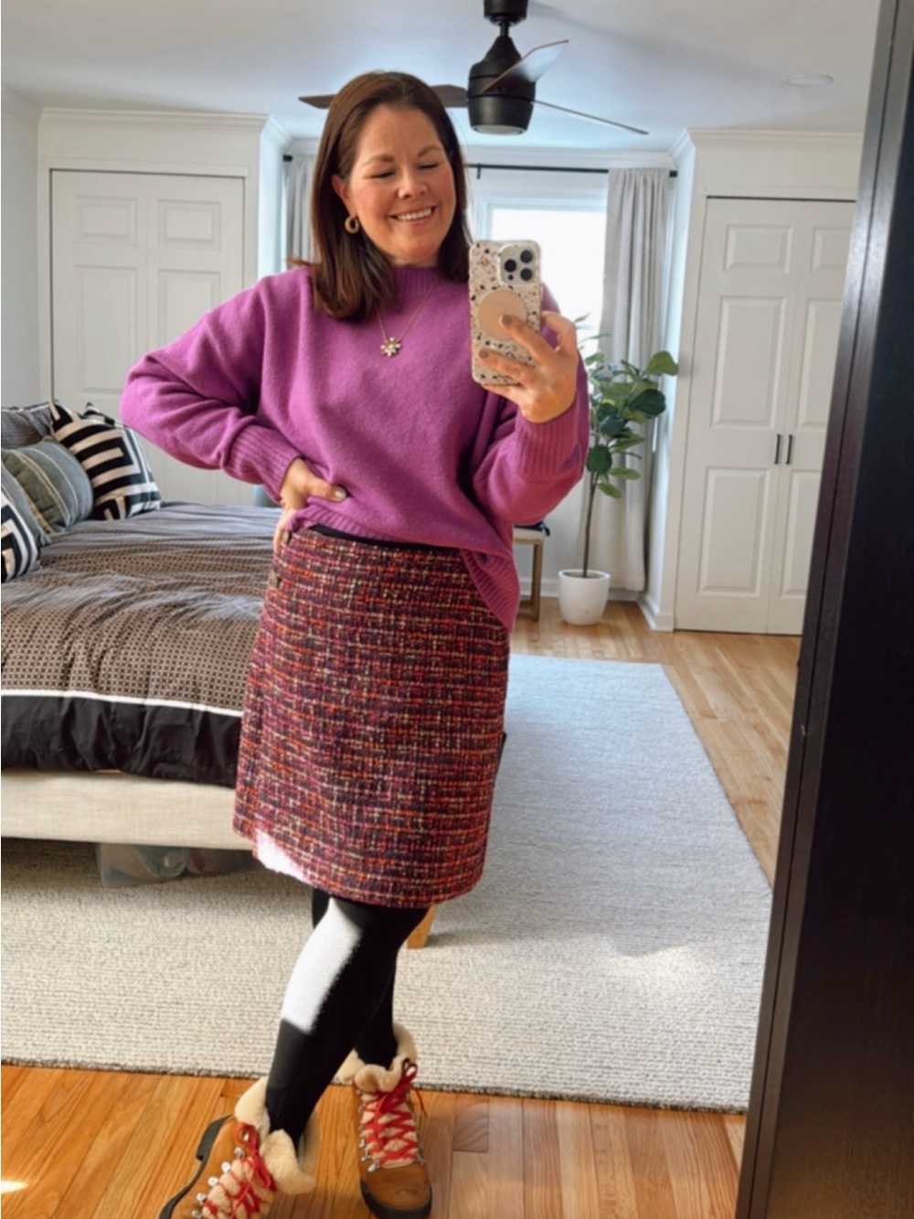 LOFT Multicolor Tweed Skirt Size 10T Fully Lined
